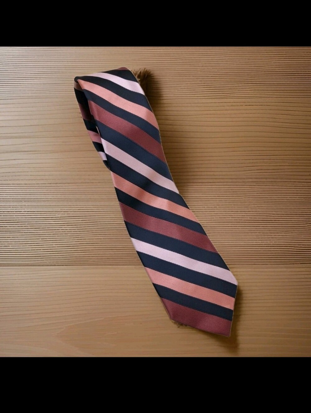 j ferrari Classy Black Cream Tan Stripe Necktie Vintage Fashion Classic 58x2.5” - Picture 2 of 4